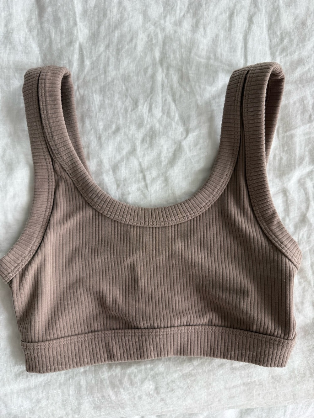 ALO Yoga Ribbed Crewneck Crop Top - Taupe